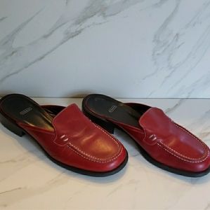 Coach Red Leather Mules Vintage
